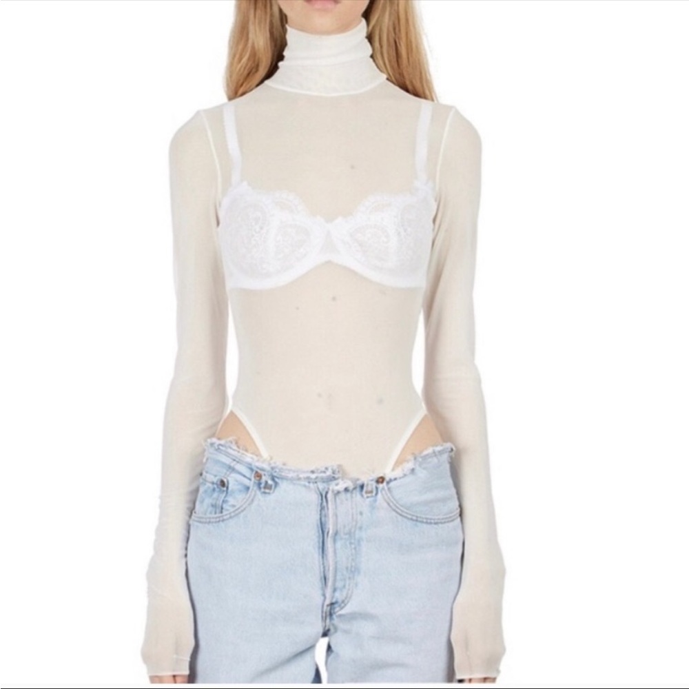 Danielle Guizio - White Mesh Blouse